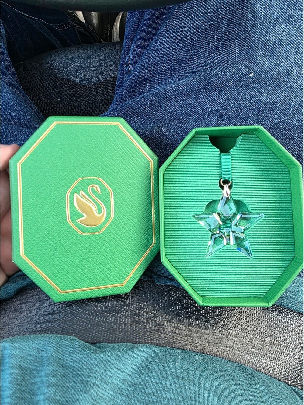 Swarovski Crystal Star Pendant in Green Gift Box
